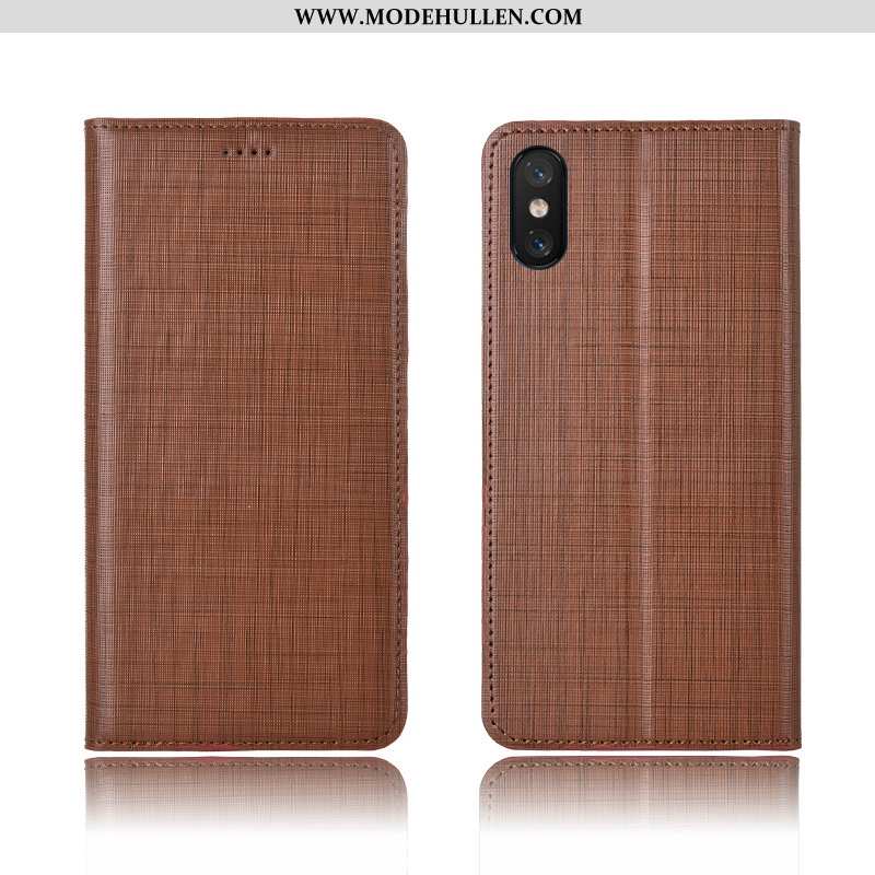 Hülle Xiaomi Mi 8 Pro Echt Leder Muster Clamshell Lederhülle Mini Neu Rote