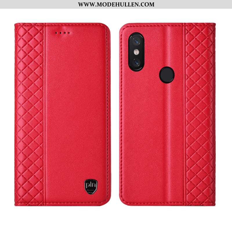 Hülle Xiaomi Mi 8 Pro Echt Leder Muster Gelb Handy Anti-sturz Kariert Gelbe