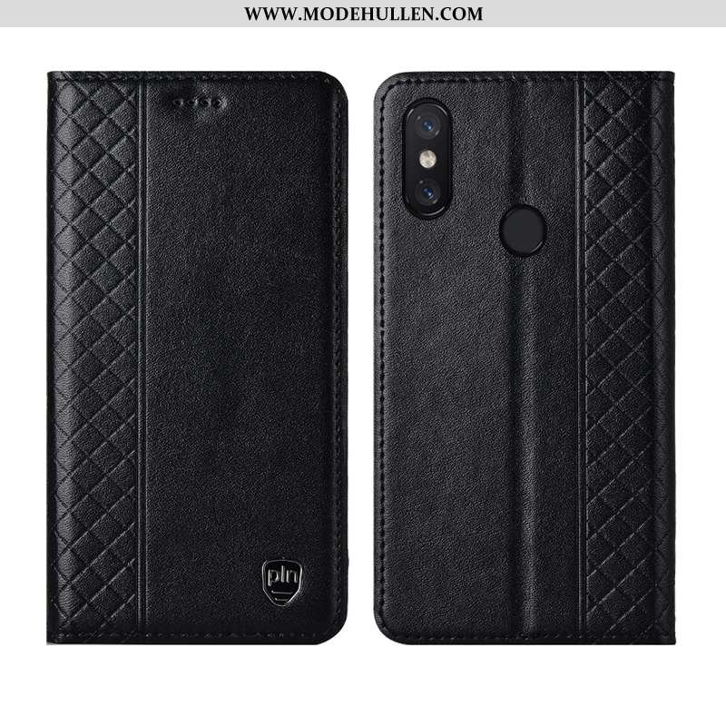 Hülle Xiaomi Mi 8 Pro Echt Leder Muster Gelb Handy Anti-sturz Kariert Gelbe