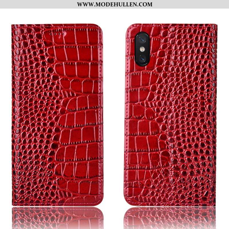 Hülle Xiaomi Mi 8 Pro Lederhülle Muster Folio Schutz Case Mini Braun