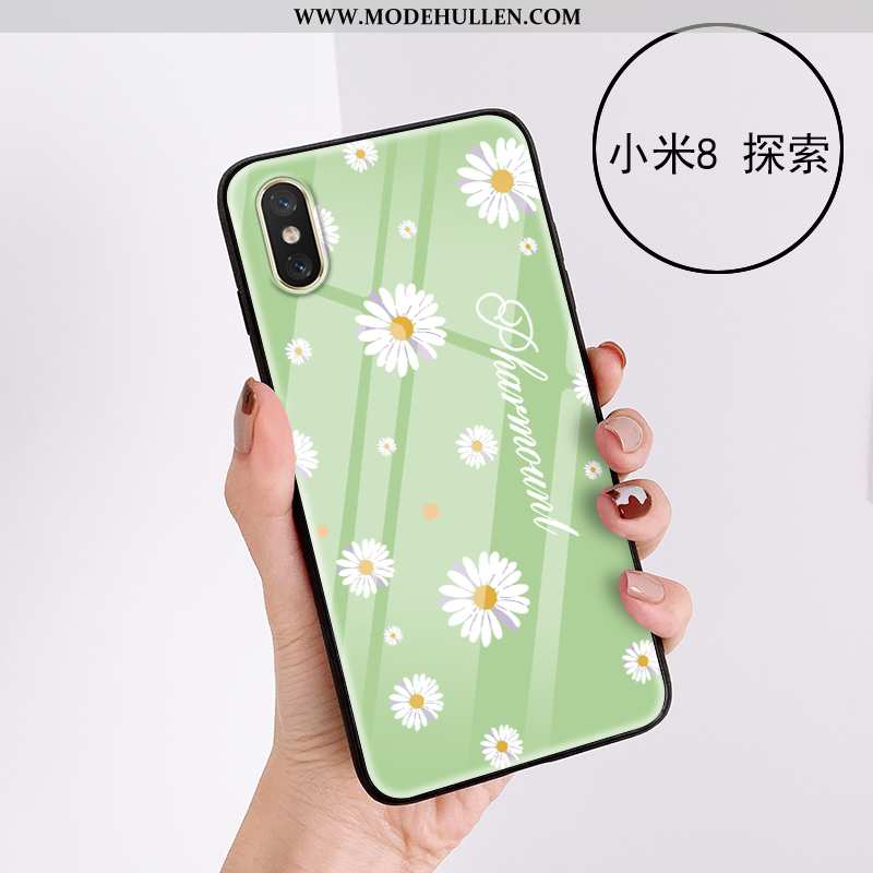 Hülle Xiaomi Mi 8 Pro Nette Muster Blumen Jugend Handy Mini Glas Rosa