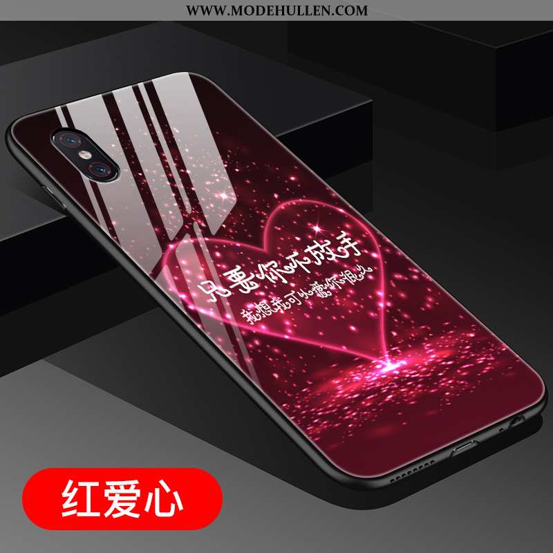 Hülle Xiaomi Mi 8 Pro Nette Muster Netto Rot Chinesische Art Glas Blau Mini