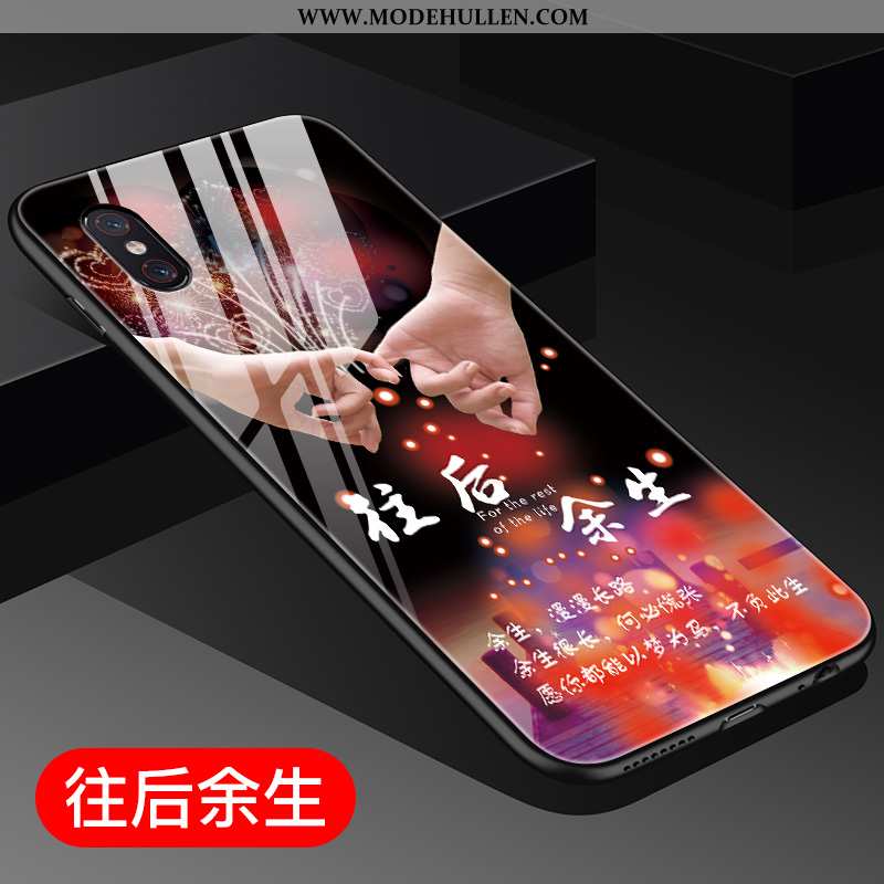 Hülle Xiaomi Mi 8 Pro Nette Muster Netto Rot Chinesische Art Glas Blau Mini