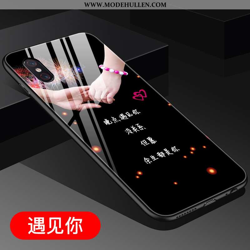 Hülle Xiaomi Mi 8 Pro Nette Muster Netto Rot Chinesische Art Glas Blau Mini