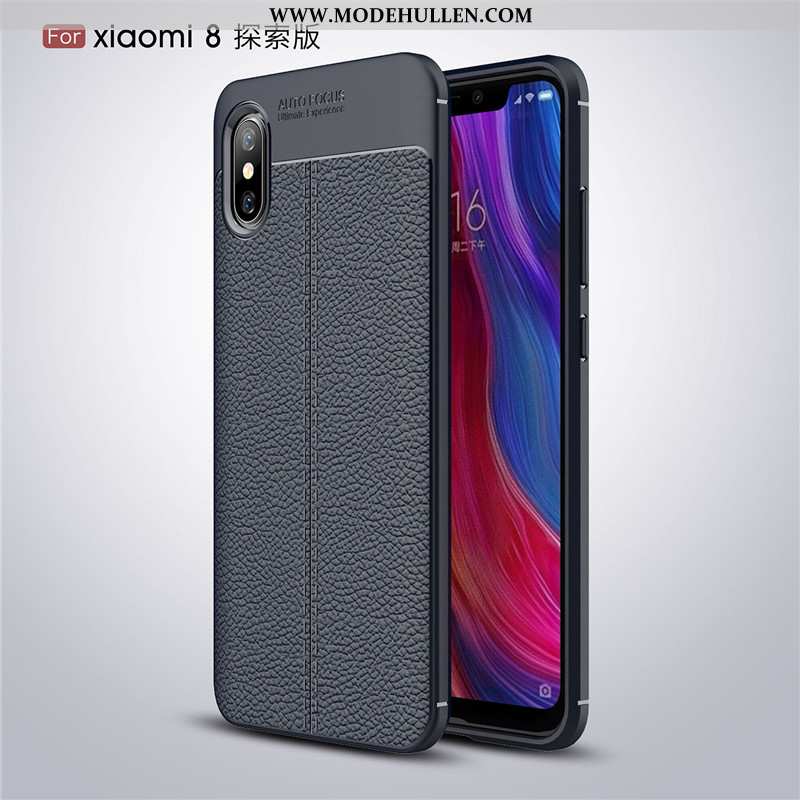 Hülle Xiaomi Mi 8 Pro Schutz Lederhülle Anti-sturz Trend Einfach Case Dünne Schwarz