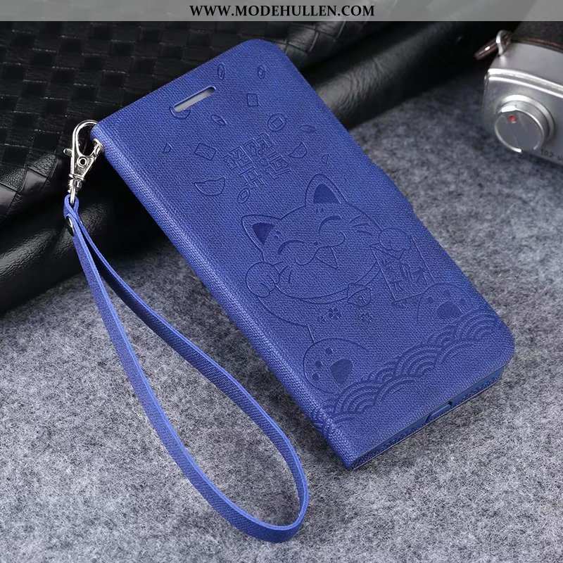 Hülle Xiaomi Mi 8 Pro Weiche Silikon Schutz Lederhülle Case Blau