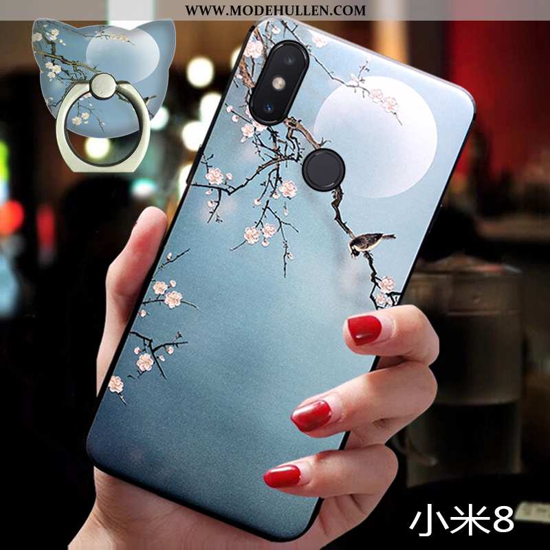 Hülle Xiaomi Mi 8 Schutz Hängende Verzierungen Muster Persönlichkeit Anti-sturz Silikon Blau