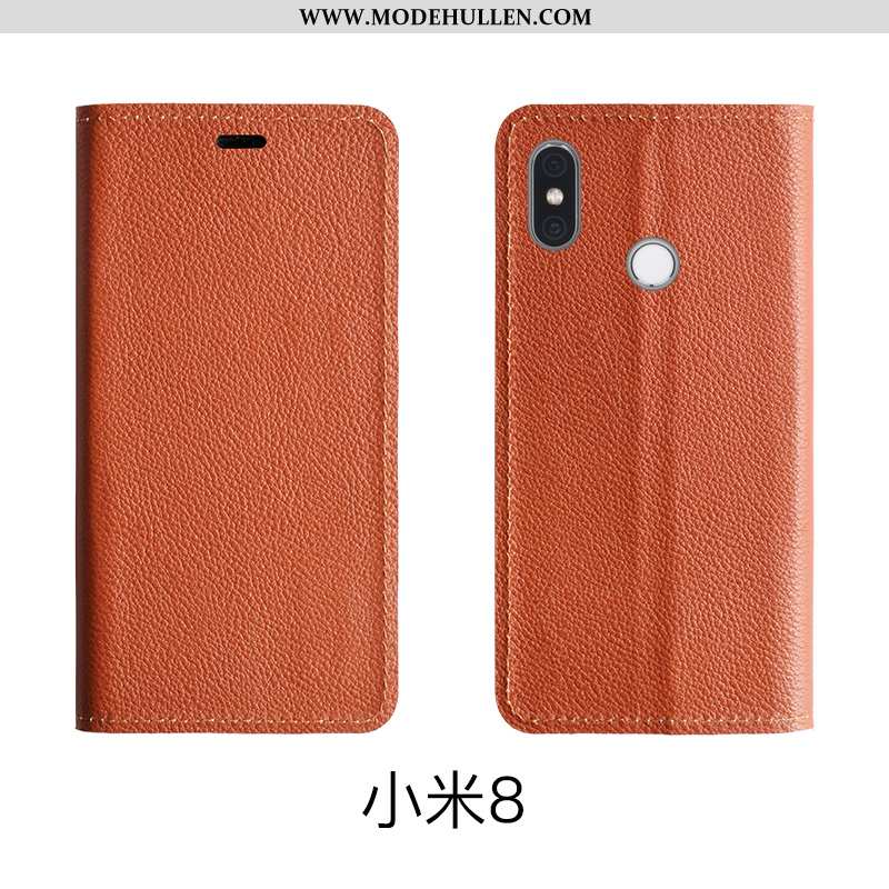 Hülle Xiaomi Mi 8 Schutz Lederhülle Muster Echt Leder Leder Rot Mini Rosa