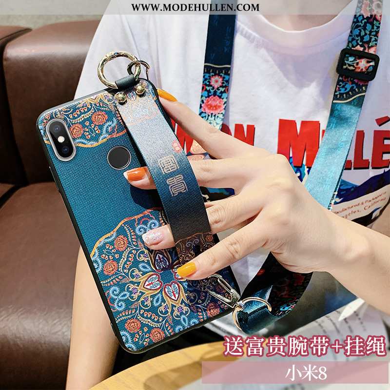 Hülle Xiaomi Mi 8 Silikon Hängende Verzierungen Chinesische Art Alles Inklusive Hängender Hals Rosa 