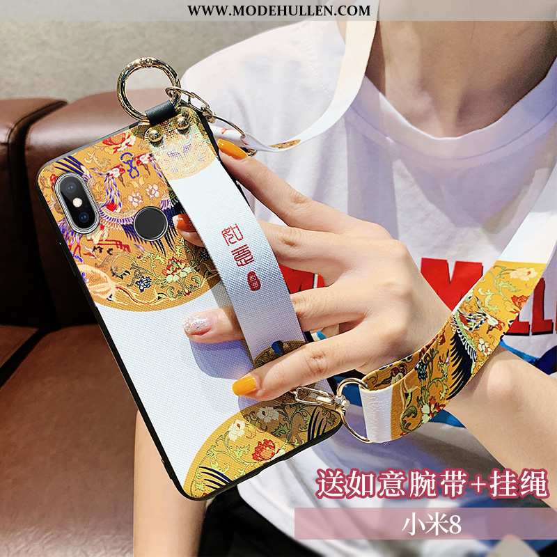 Hülle Xiaomi Mi 8 Silikon Hängende Verzierungen Chinesische Art Alles Inklusive Hängender Hals Rosa 