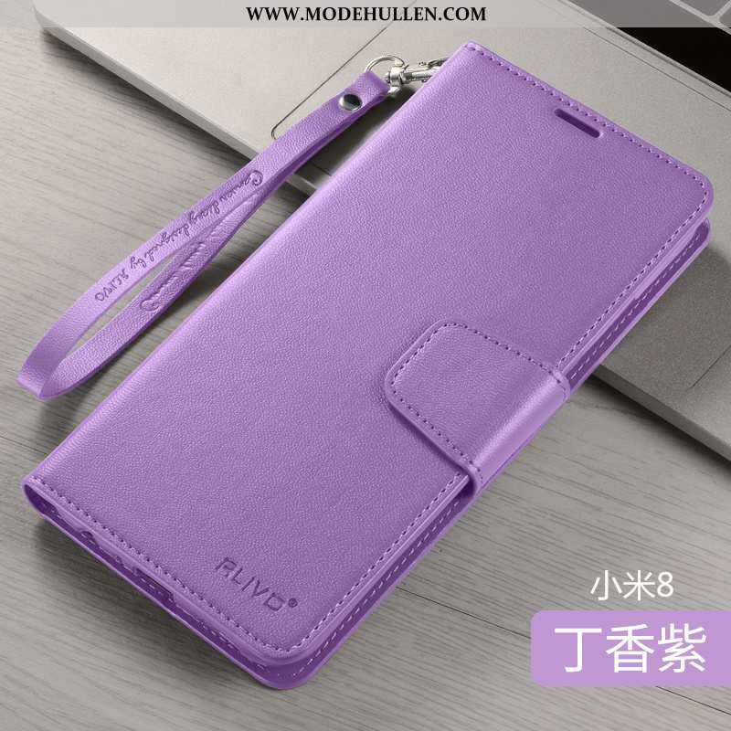 Hülle Xiaomi Mi 8 Silikon Schutz Lederhülle Super Case Lila Mini