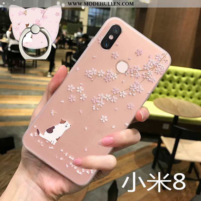 Hülle Xiaomi Mi 8 Super Weiche Rosa Transparent Anti-sturz Nubuck Muster