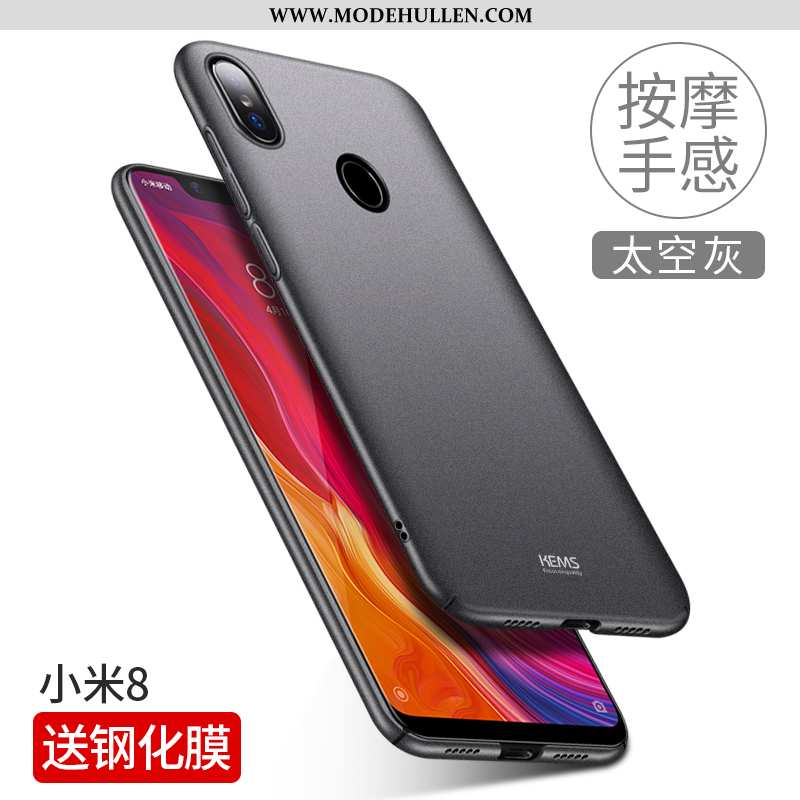 Hülle Xiaomi Mi 8 Trend Super Schwer Schutz Handy Hintere Abdeckung Nubuck Schwarz