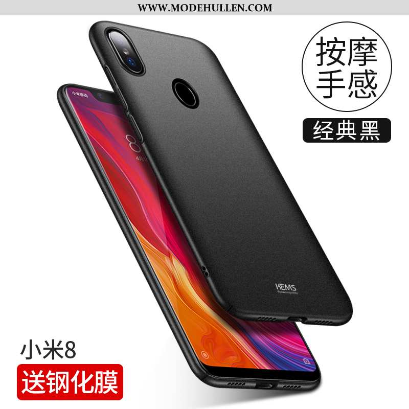 Hülle Xiaomi Mi 8 Trend Super Schwer Schutz Handy Hintere Abdeckung Nubuck Schwarz