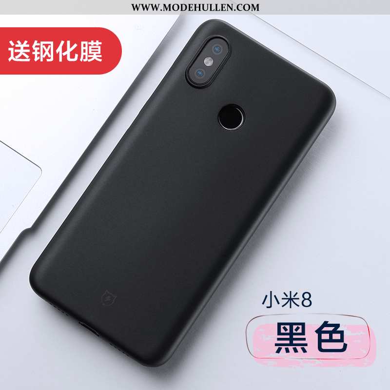 Hülle Xiaomi Mi 8 Weiche Dünne Handy Case Nubuck Persönlichkeit Anti-sturz Schwarz