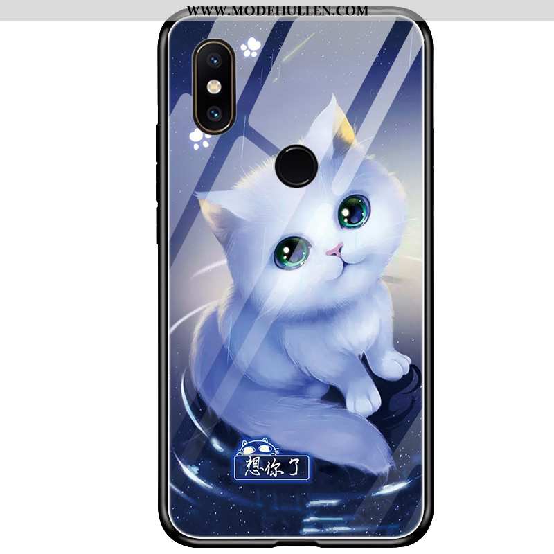 Hülle Xiaomi Mi 8 Weiche Silikon Schutz Mini Glas Blau