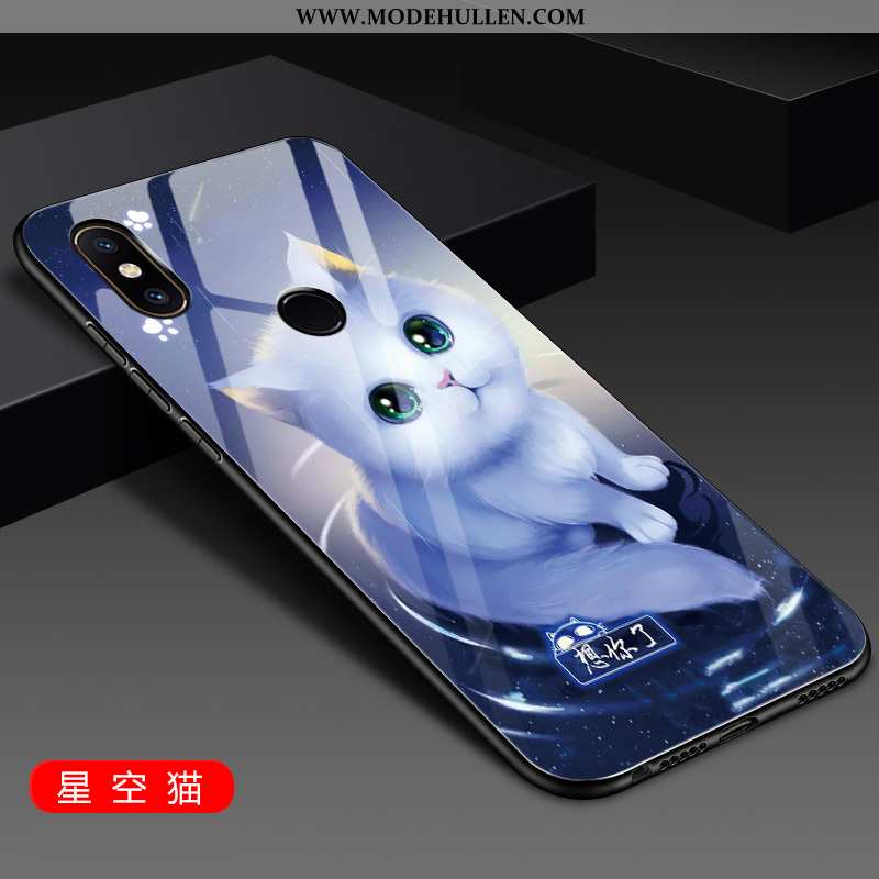 Hülle Xiaomi Mi 8 Weiche Silikon Schutz Mini Glas Blau