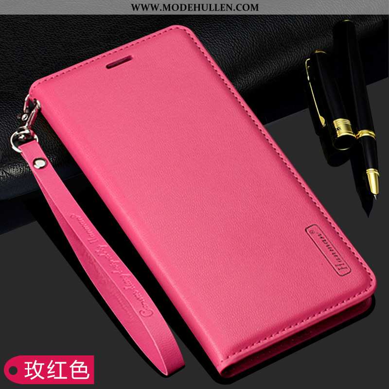 Hülle Xiaomi Mi 9 Lederhülle Lederhüllehängende Verzierungen Folio Doppelseitig Rot Rosa