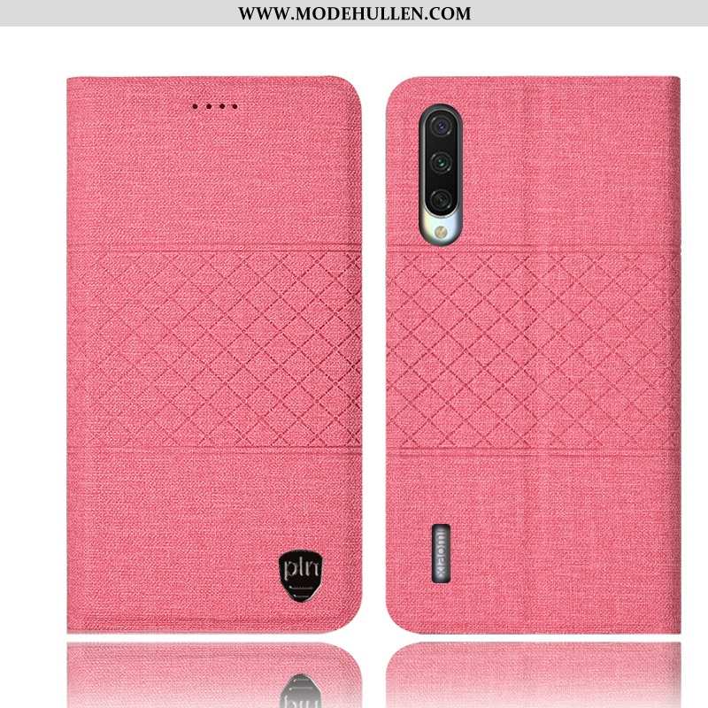 Hülle Xiaomi Mi 9 Lite Baumwolle Und Leinen Lederhülle Handy Schutz Rosa Mini Jugend