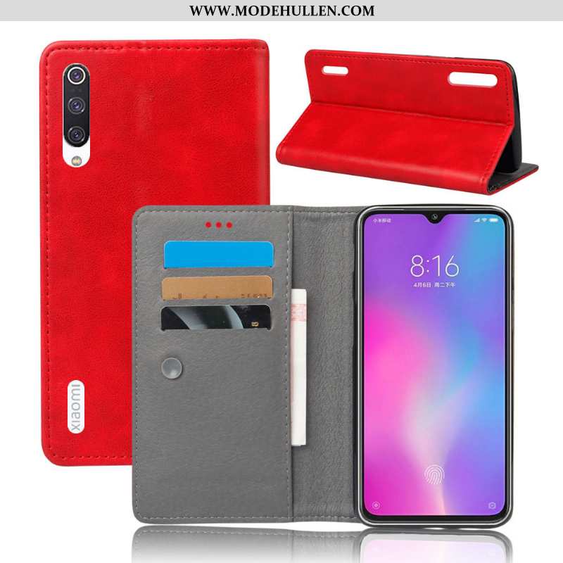 Hülle Xiaomi Mi 9 Lite Lederhülle Geldbörse Orange Mini Handy Folio