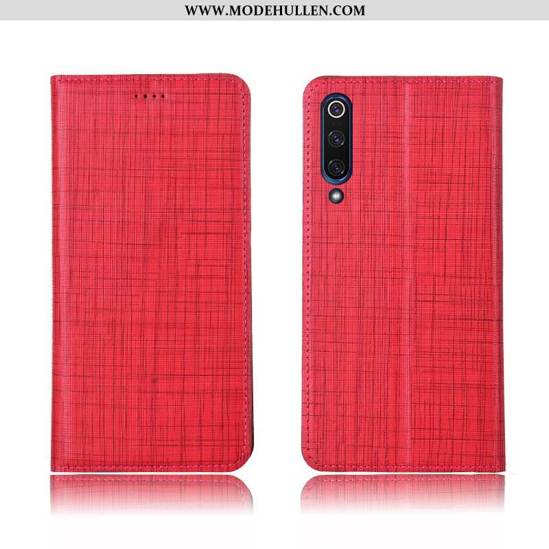 Hülle Xiaomi Mi 9 Lite Lederhülle Weiche Muster Anti-sturz Silikon Neu Angepasst Rote
