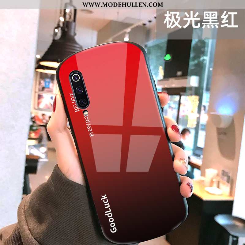 Hülle Xiaomi Mi 9 Mode Persönlichkeit Einfassung Glas Netto Rot Handy Schutz Blau