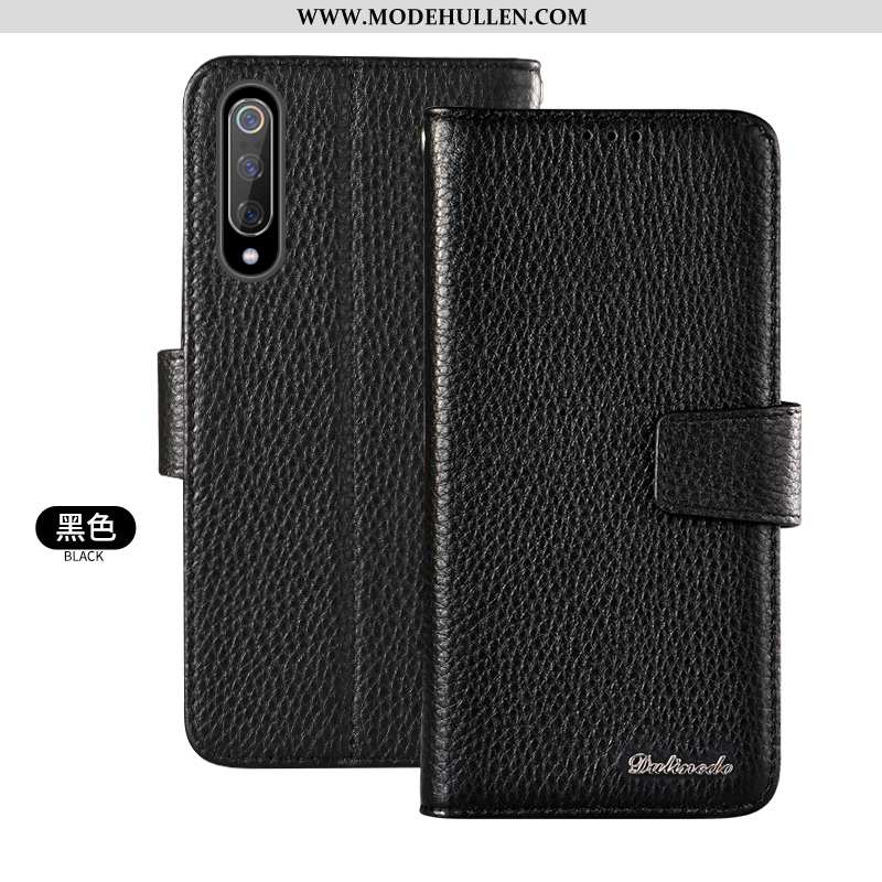 Hülle Xiaomi Mi 9 Se Schutz Echt Leder Anti-sturz Alles Inklusive Handy Case Karte Schwarz