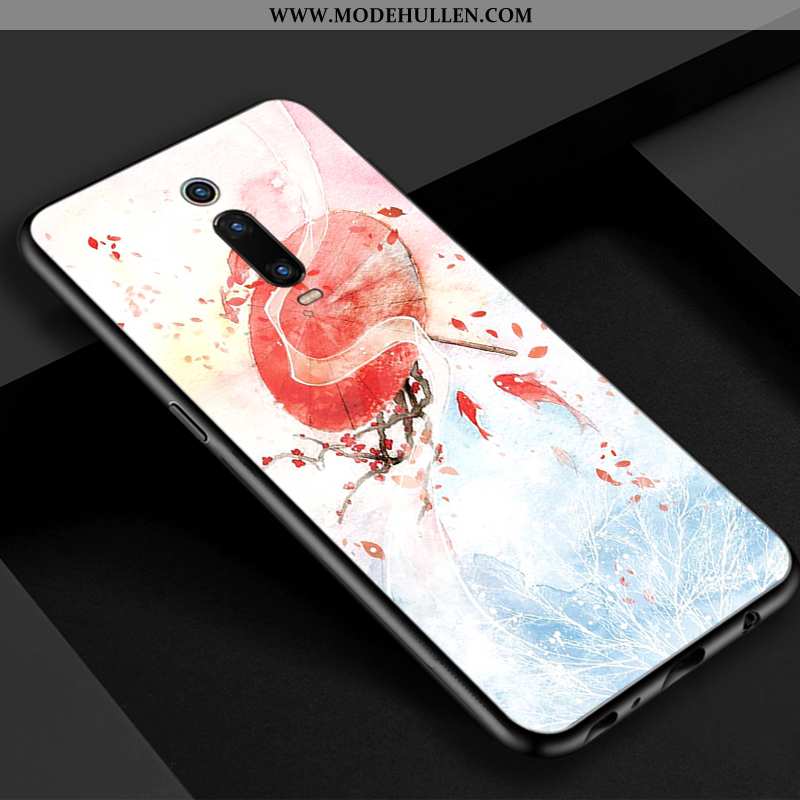 Hülle Xiaomi Mi 9t Glas Retro Blau Rot Chinesische Art Handy