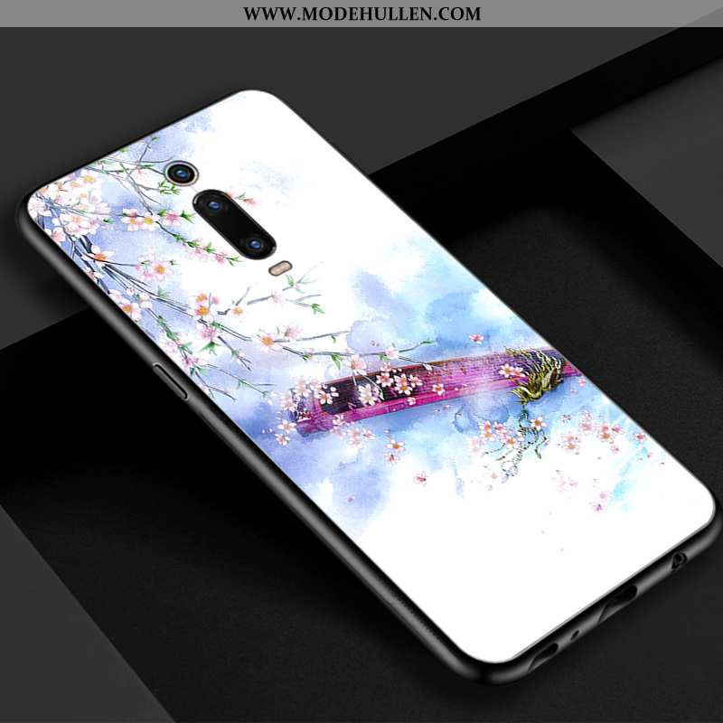 Hülle Xiaomi Mi 9t Glas Retro Blau Rot Chinesische Art Handy