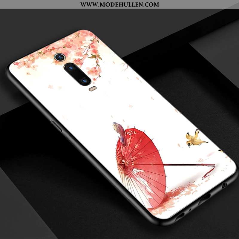 Hülle Xiaomi Mi 9t Glas Retro Blau Rot Chinesische Art Handy