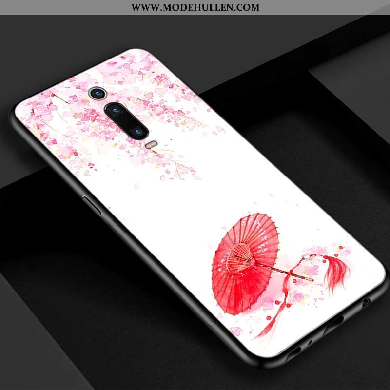 Hülle Xiaomi Mi 9t Glas Retro Blau Rot Chinesische Art Handy