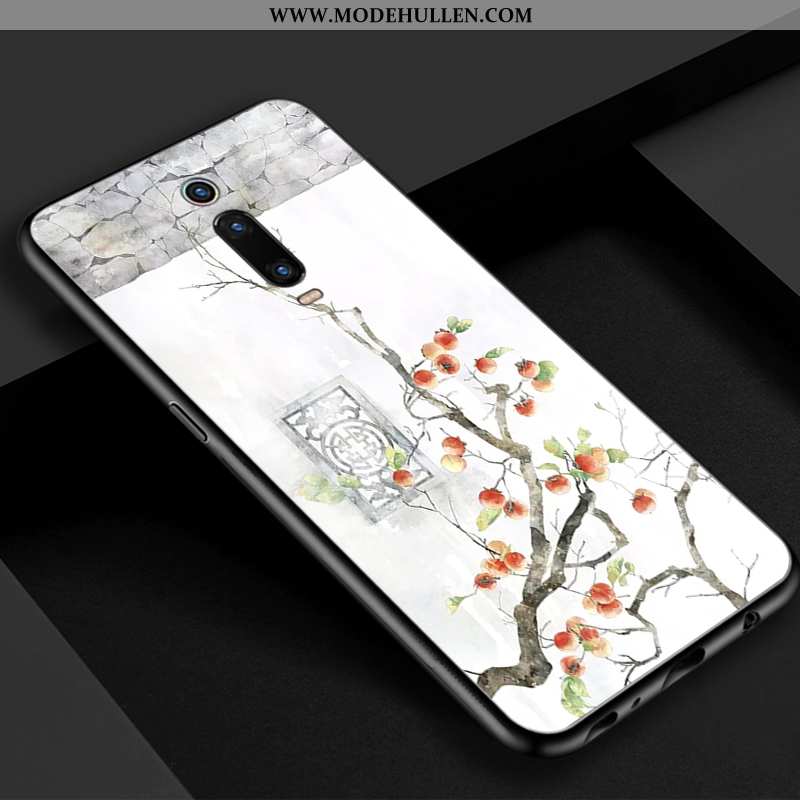 Hülle Xiaomi Mi 9t Glas Retro Blau Rot Chinesische Art Handy