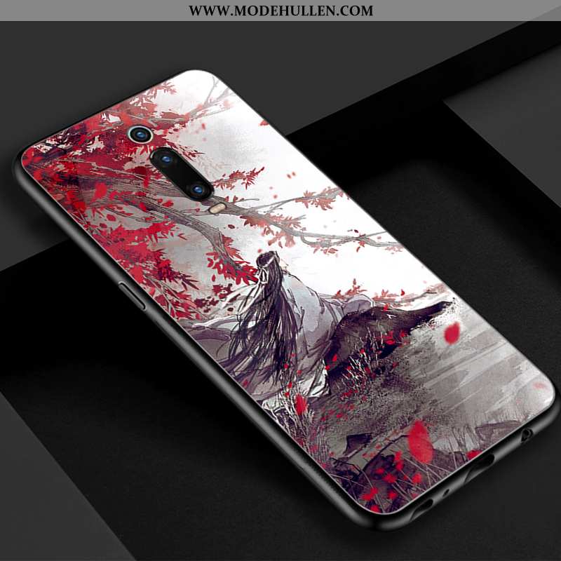 Hülle Xiaomi Mi 9t Glas Retro Blau Rot Chinesische Art Handy