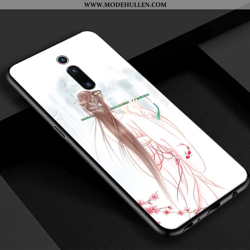 Hülle Xiaomi Mi 9t Glas Retro Blau Rot Chinesische Art Handy