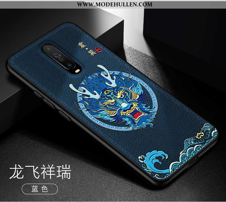 Hülle Xiaomi Mi 9t Leder Muster Anti-sturz Super Einfach Dünne Chinesische Art Blau