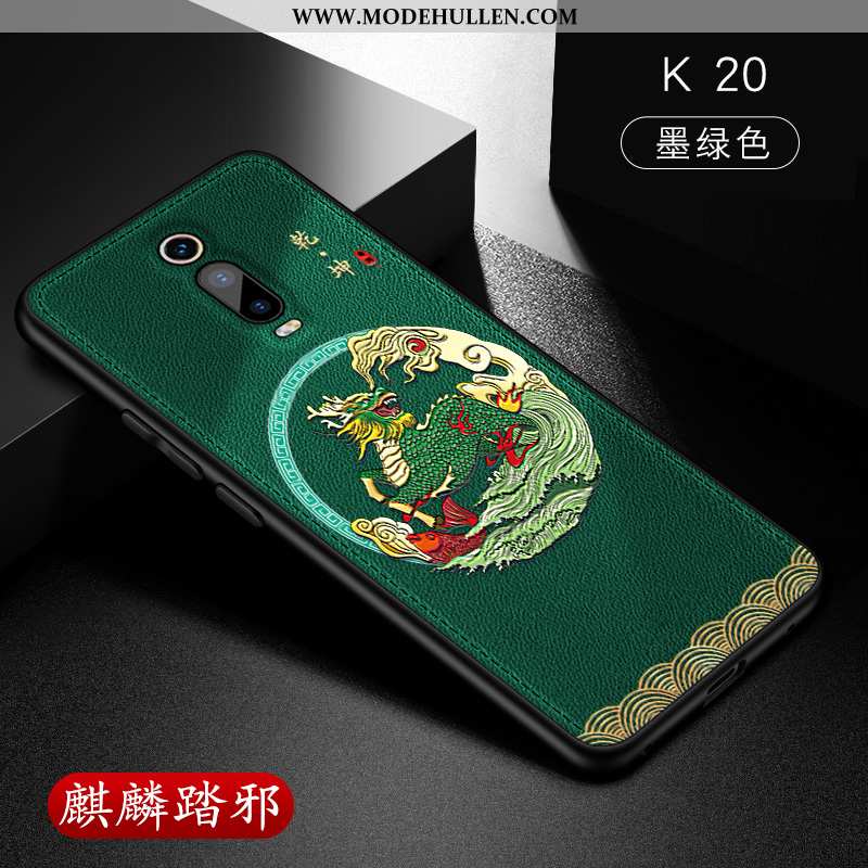 Hülle Xiaomi Mi 9t Leder Muster Anti-sturz Super Einfach Dünne Chinesische Art Blau