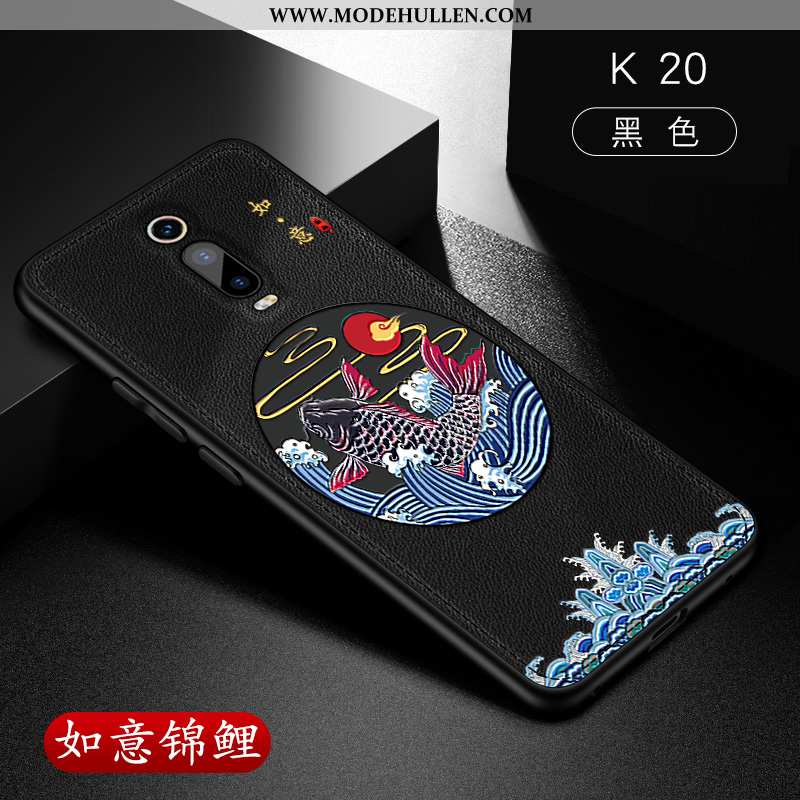 Hülle Xiaomi Mi 9t Leder Muster Anti-sturz Super Einfach Dünne Chinesische Art Blau