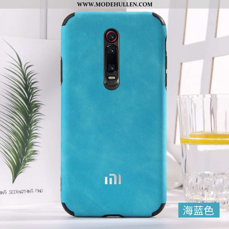 Hülle Xiaomi Mi 9t Leder Weiche Blau Silikon Rot Anti-sturz