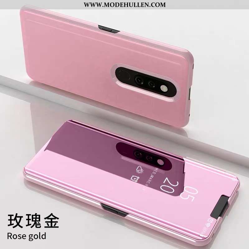 Hülle Xiaomi Mi 9t Pro Kreativ Trend Spiegel Business Lederhülle Rot Handy Rosa