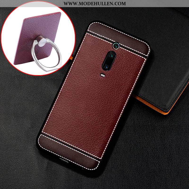 Hülle Xiaomi Mi 9t Pro Muster Weiche Case Handy Nubuck Rot Anti-sturz Braun