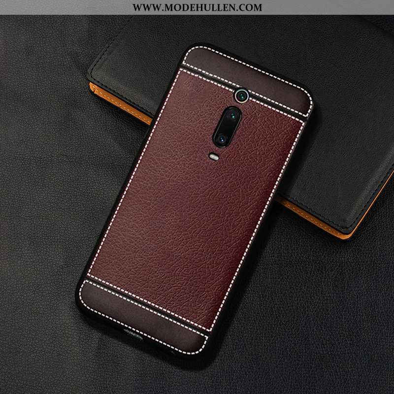 Hülle Xiaomi Mi 9t Pro Muster Weiche Case Handy Nubuck Rot Anti-sturz Braun
