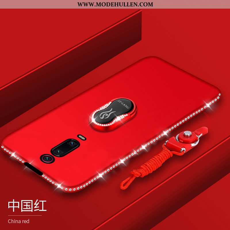 Hülle Xiaomi Mi 9t Pro Strass Nubuck Rot Lila Silikon Mini