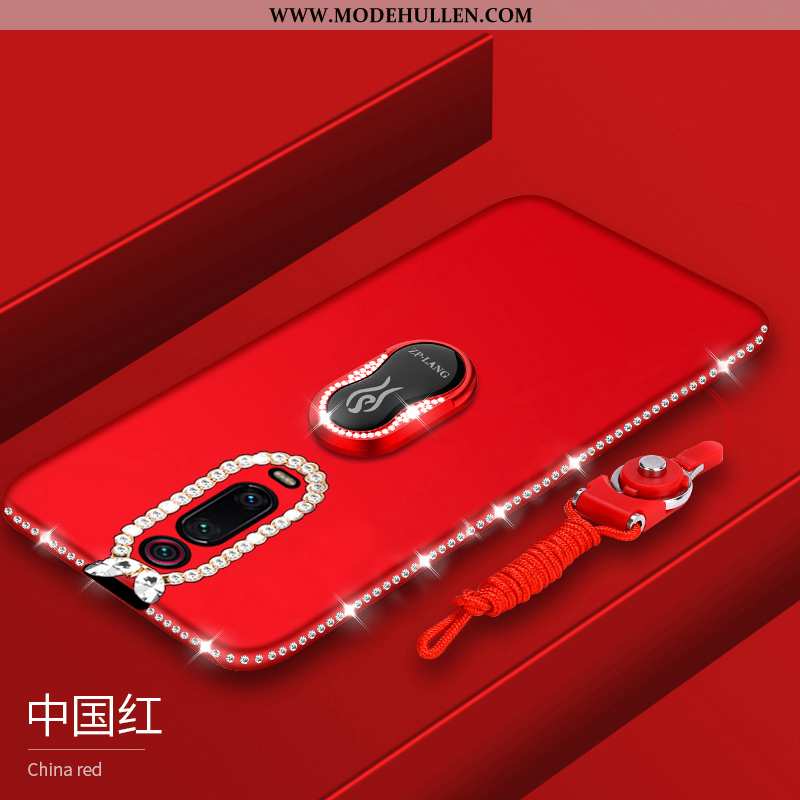 Hülle Xiaomi Mi 9t Pro Strass Nubuck Rot Lila Silikon Mini