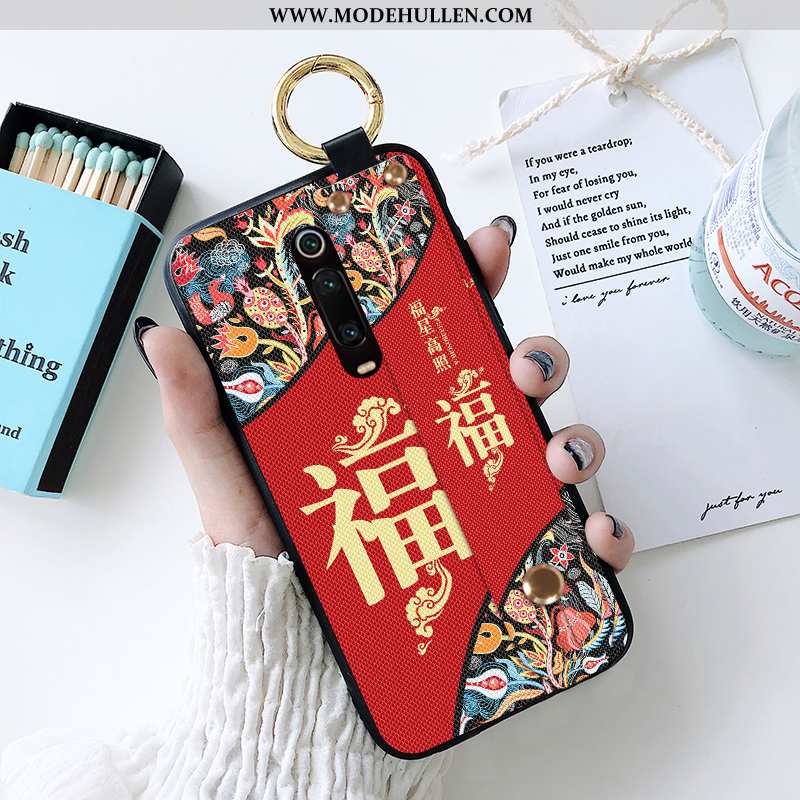 Hülle Xiaomi Mi 9t Pro Weiche Silikon Anti-sturz Chinesische Art Case Handy Retro Rote