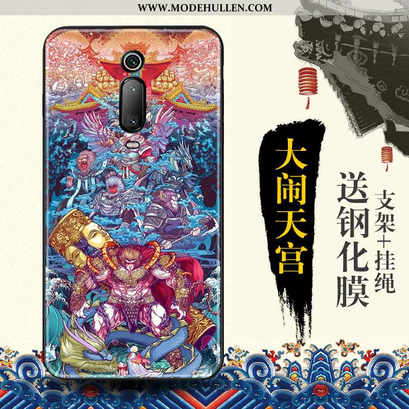 Hülle Xiaomi Mi 9t Prägung Trend Schutz Blau Rot Chinesische Art