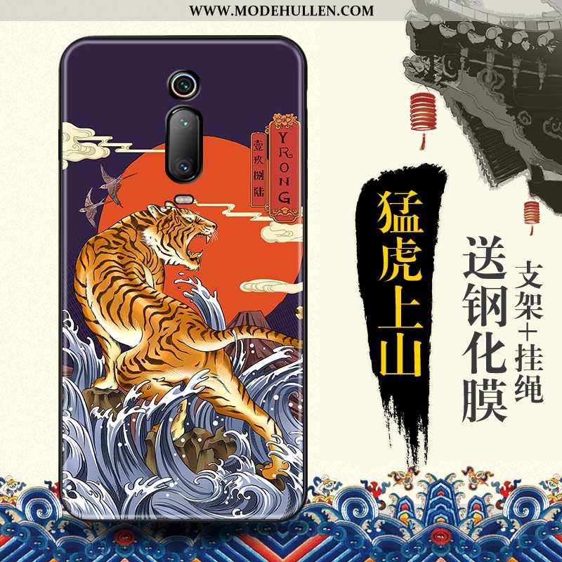 Hülle Xiaomi Mi 9t Prägung Trend Schutz Blau Rot Chinesische Art