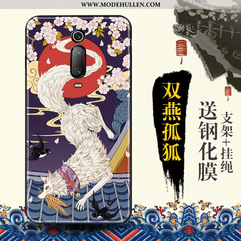 Hülle Xiaomi Mi 9t Prägung Trend Schutz Blau Rot Chinesische Art