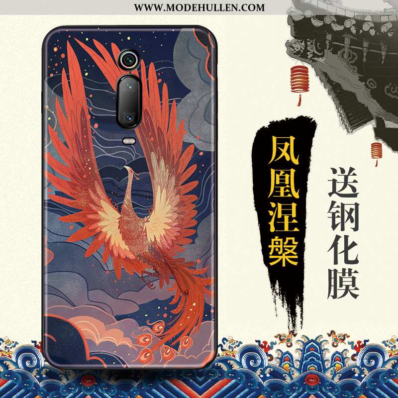 Hülle Xiaomi Mi 9t Prägung Trend Schutz Blau Rot Chinesische Art