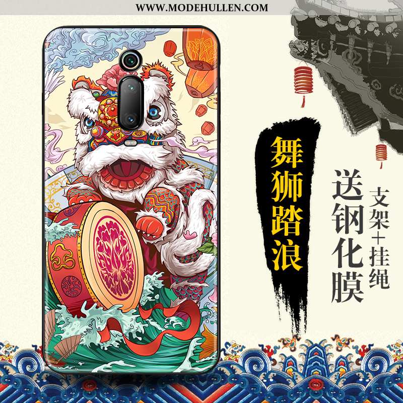 Hülle Xiaomi Mi 9t Prägung Trend Schutz Blau Rot Chinesische Art