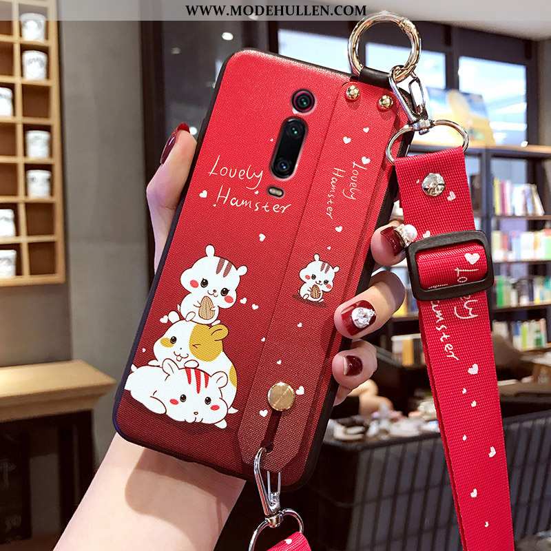 Hülle Xiaomi Mi 9t Schutz Nubuck Rot Case Netto Rot Silikon Trend Weiße